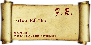 Felde Réka névjegykártya
